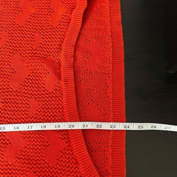 H&M Womens Top Size XL Red Chunky Open Knit Hearts Sleeveless High Low Hem - Picture 11 of 11